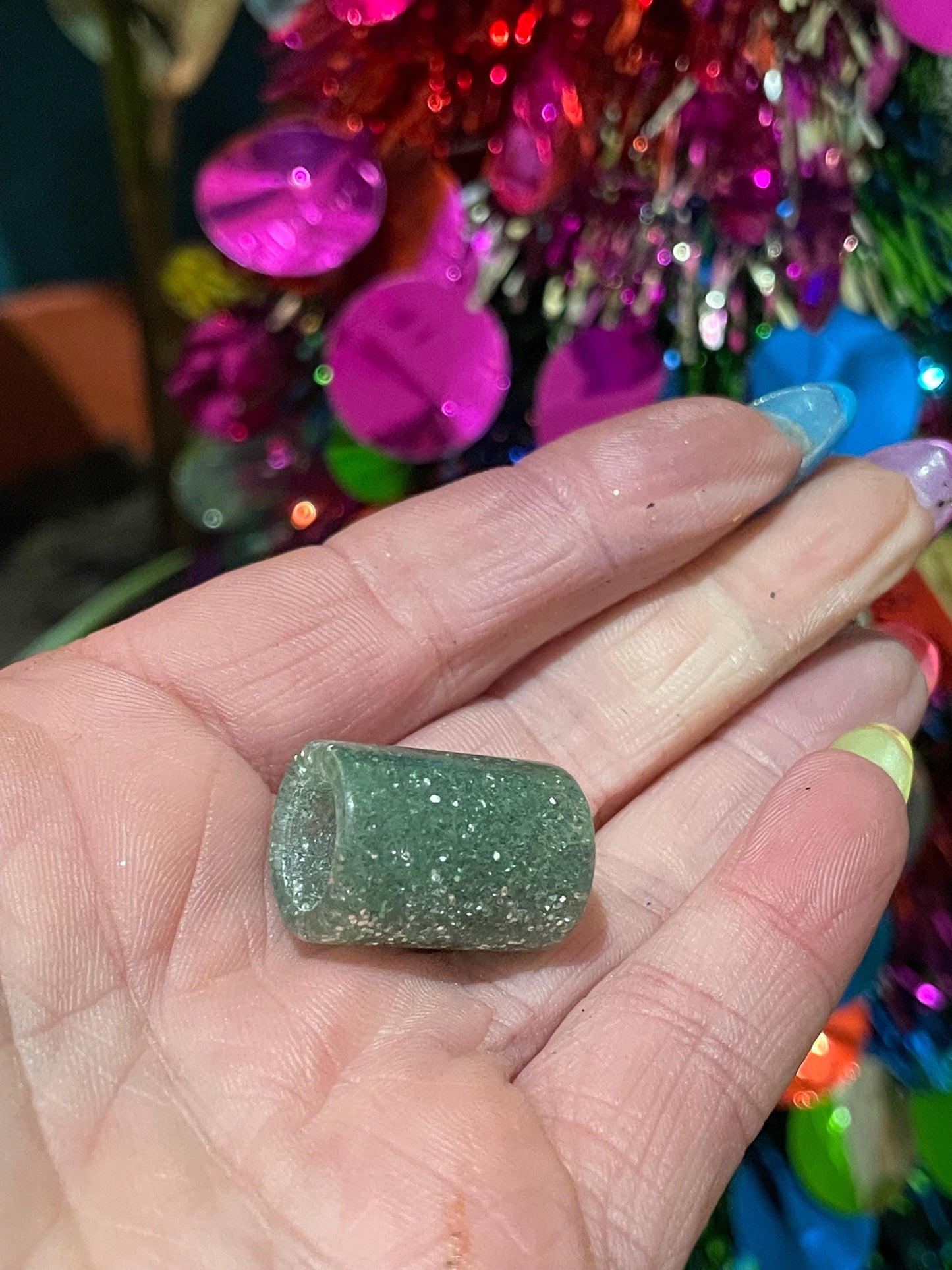 Sage Glitterbomb Acrylic Dreadlock Bead