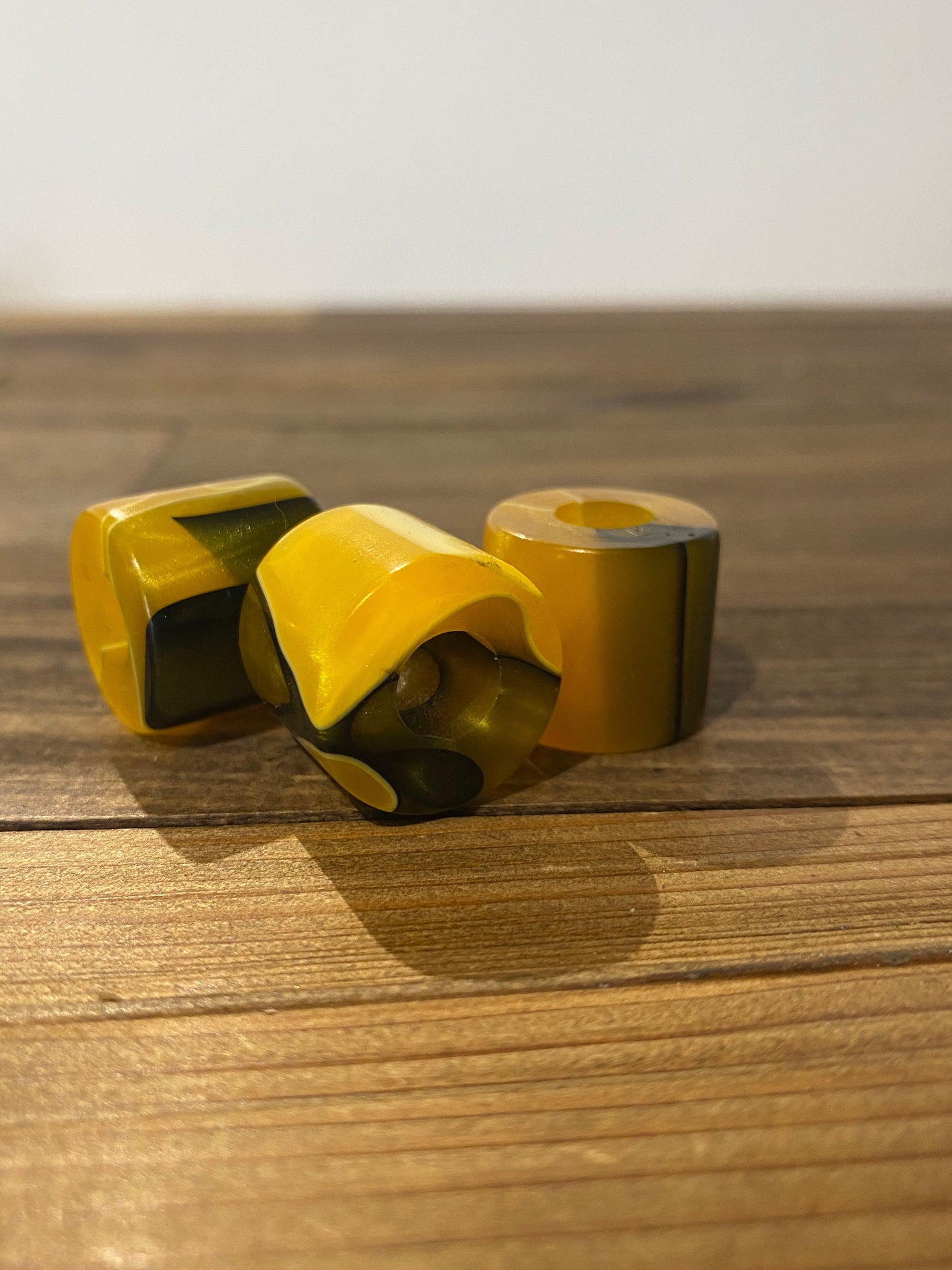 Abstract Yellow Acrylic Dreadlock Bead