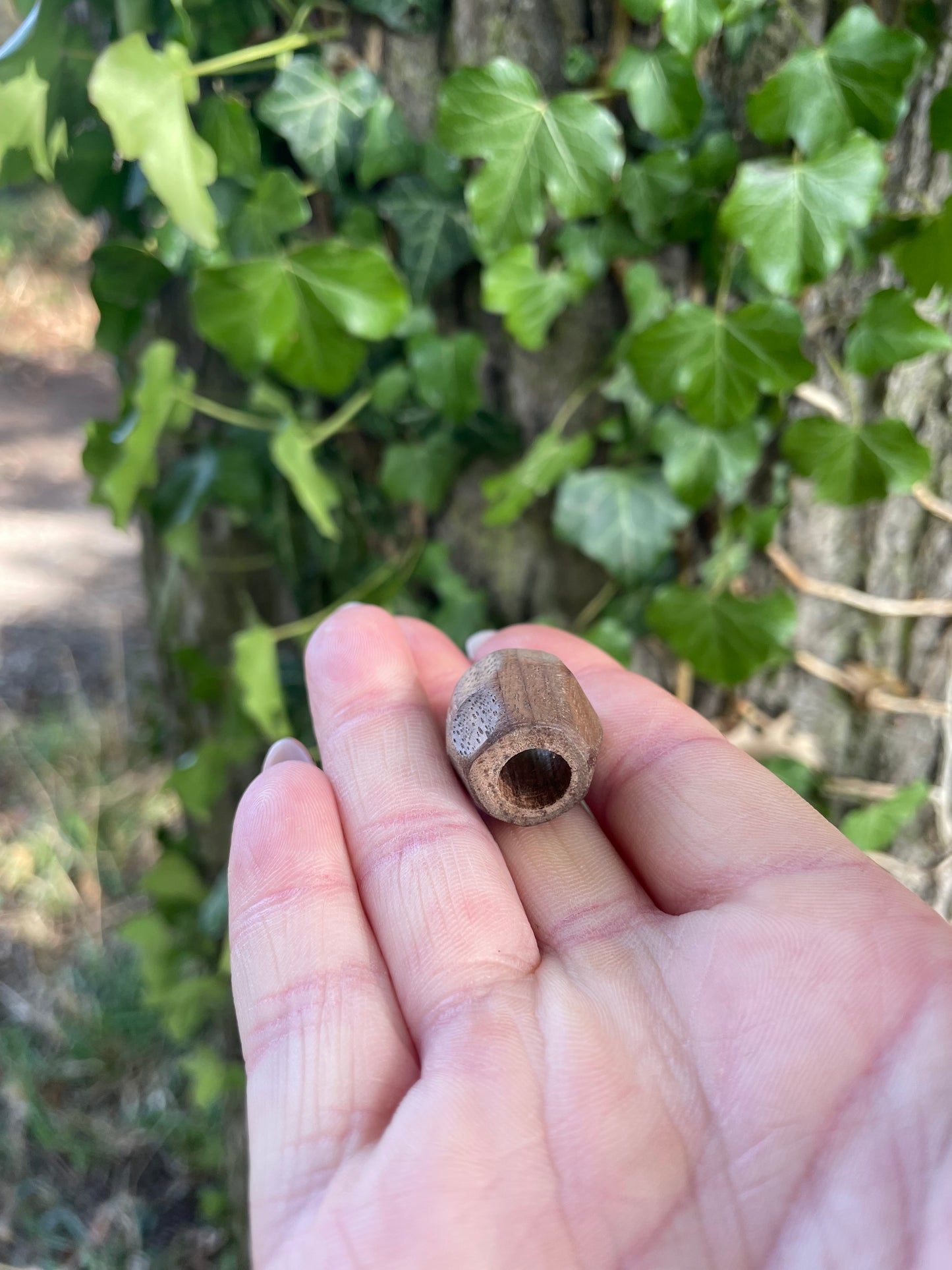 Hand carved Walnut Dreadlock Bead