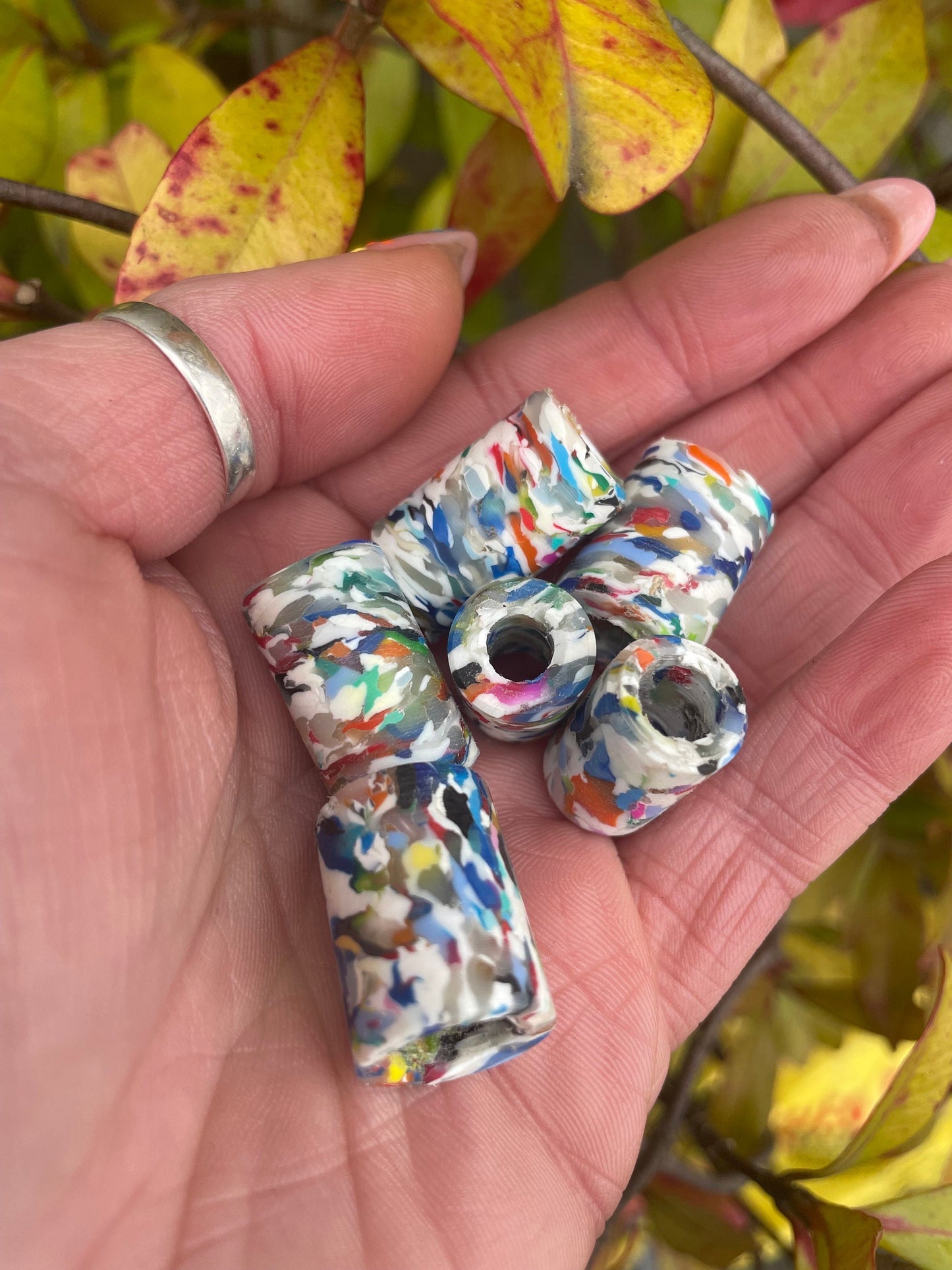 Speckle Recycled Plastic Dreadlock Bead