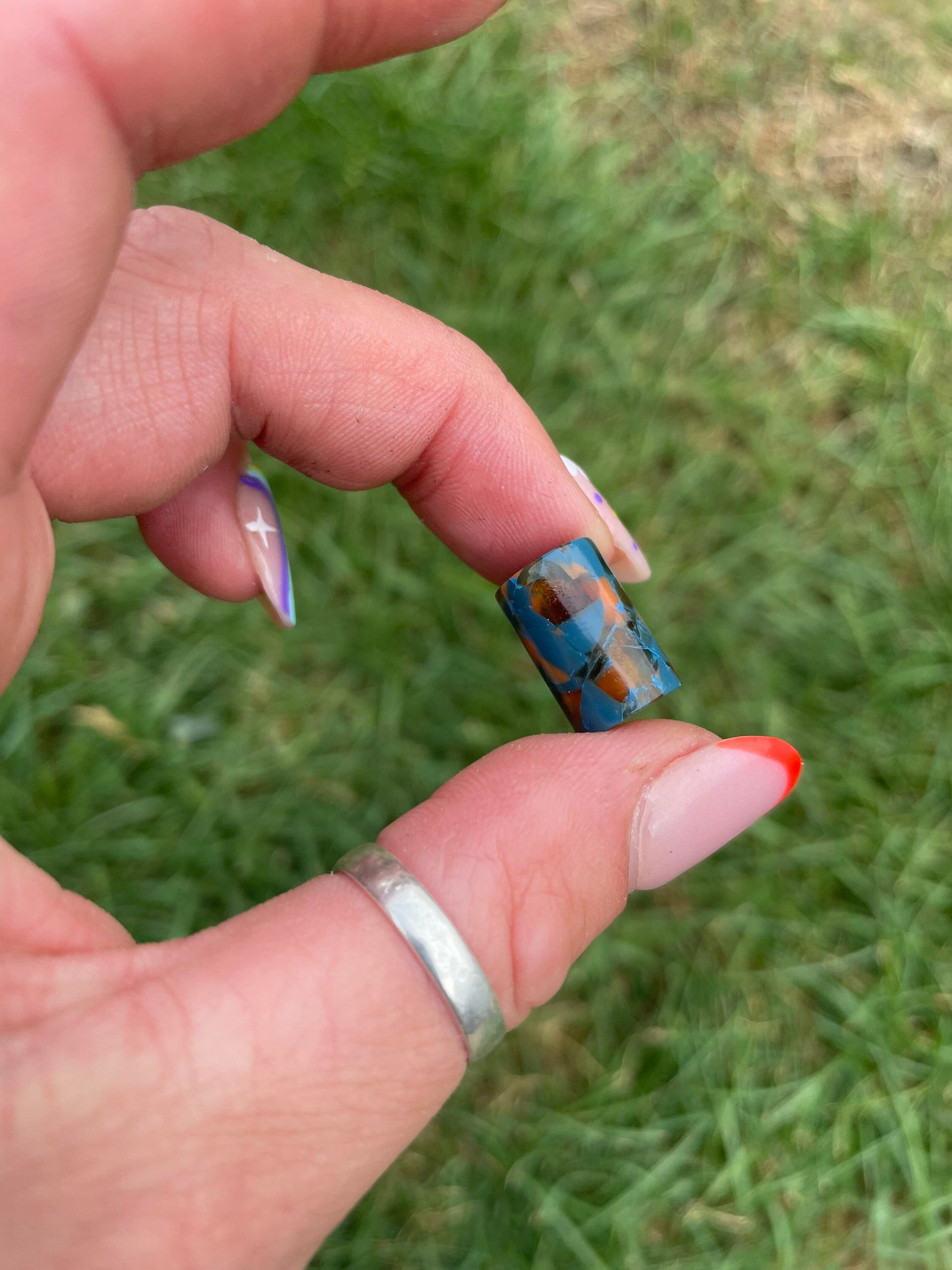 Rusty Blue Micro Acrylic Dreadlock Bead