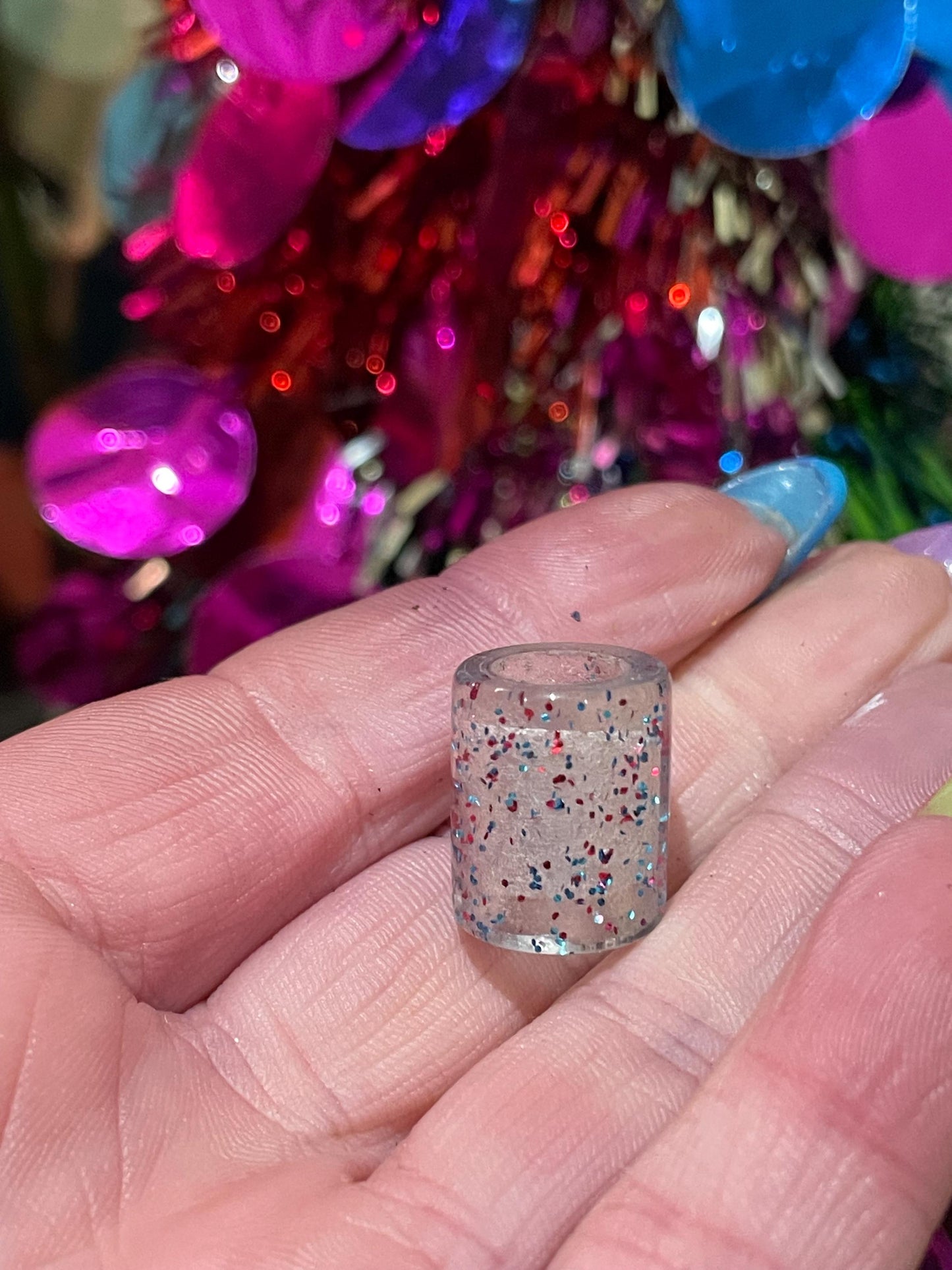 Peekaboo Glitter Acrylic Dreadlock Bead