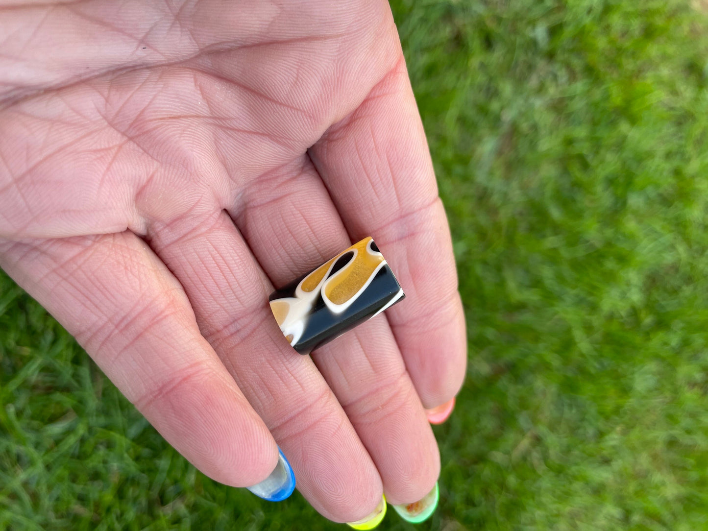 Abstract Fire Acrylic Dreadlock Bead