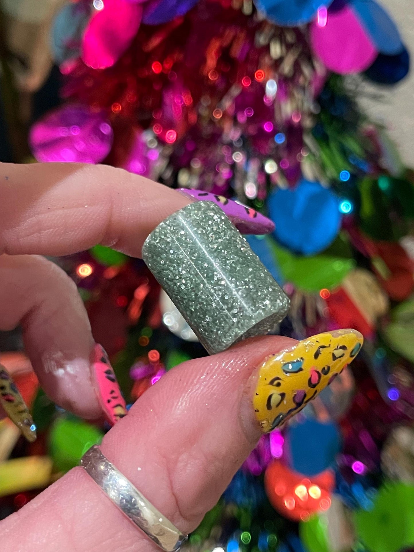 Sage Glitterbomb Acrylic Dreadlock Bead