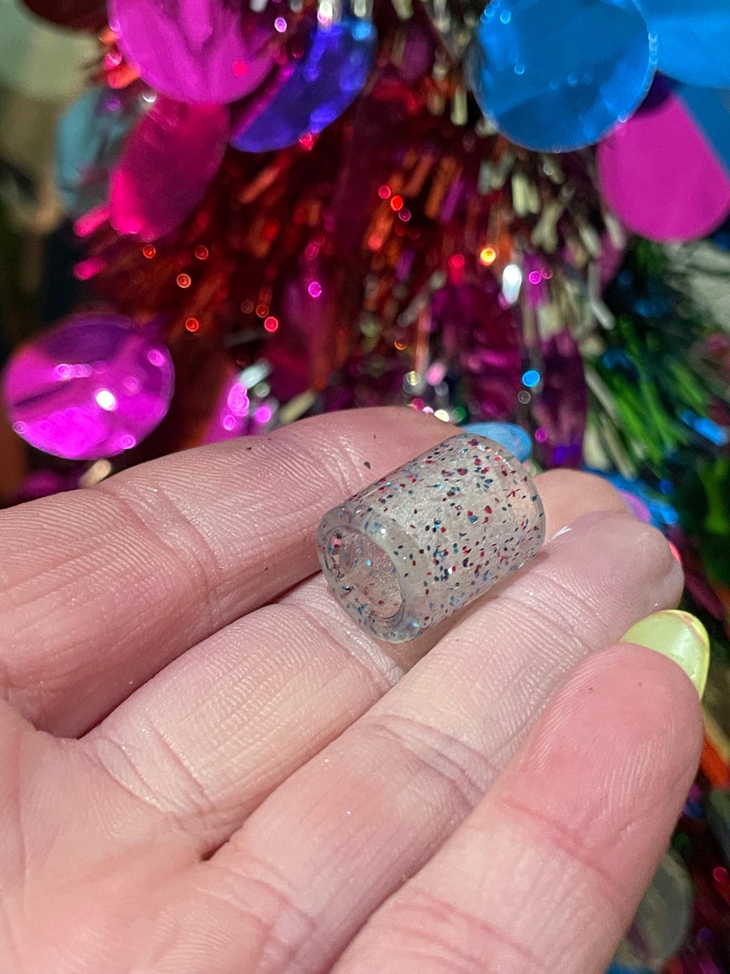 Peekaboo Glitter Acrylic Dreadlock Bead