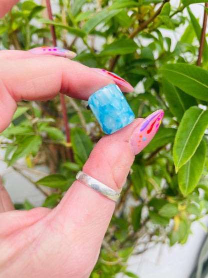 Baby Blu Crackle  Acrylic Dreadlock Bead