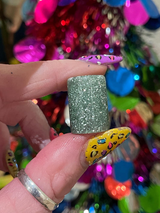 Sage Glitterbomb  Acrylic Dreadlock Bead
