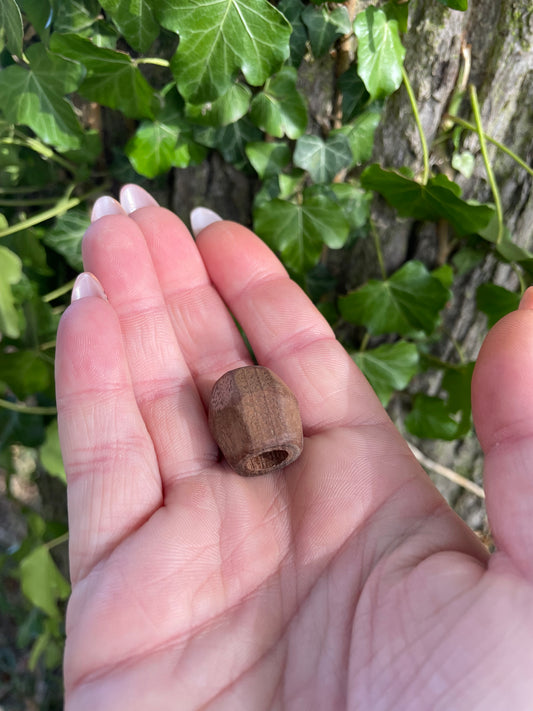 Hand carved Walnut Dreadlock Bead