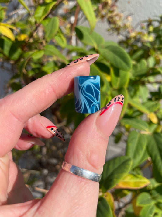 Abstract Cobalt Blue Acrylic Dreadlock Bead