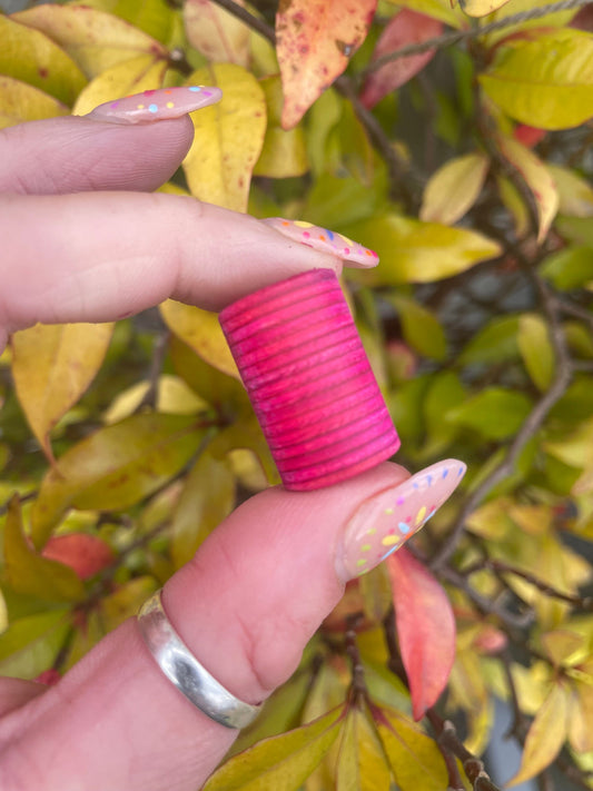 Pink Ply Wood Dreadlock Bead