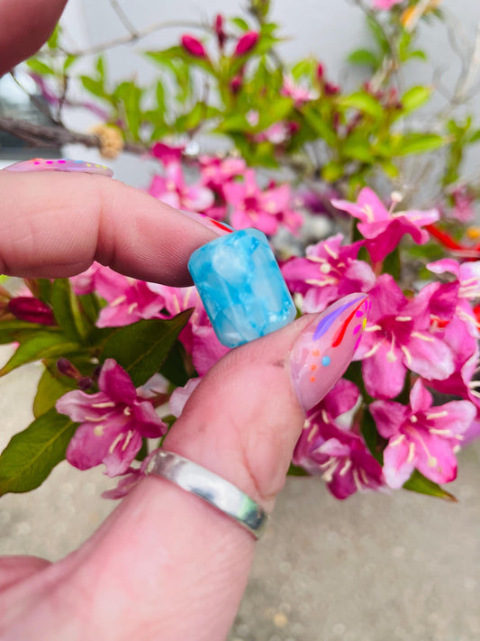 Baby Blu Crackle  Acrylic Dreadlock Bead