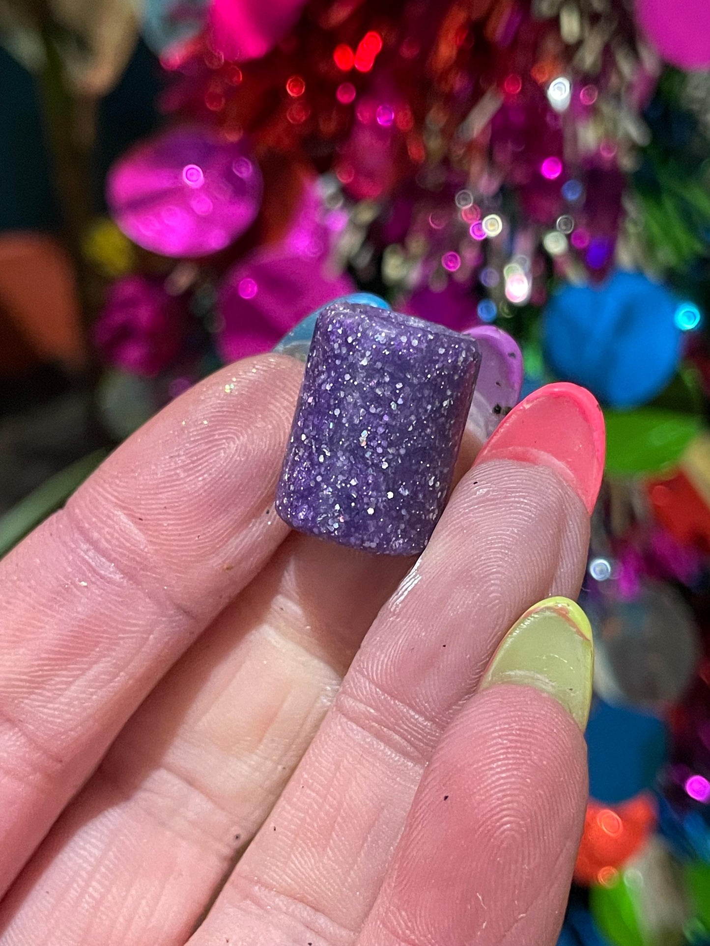 Purple pop glitter  Acrylic Dreadlock Bead