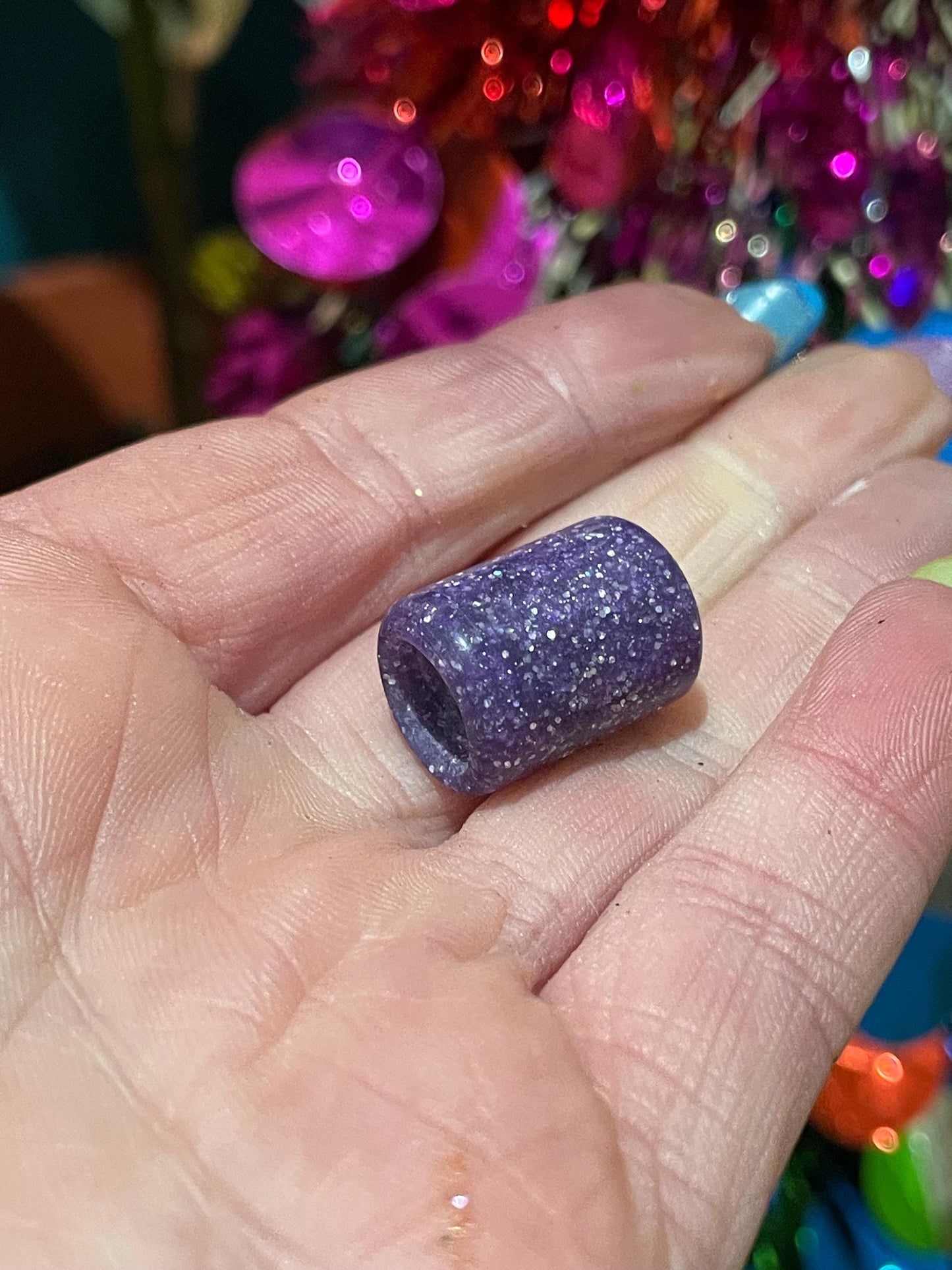 Purple pop glitter  Acrylic Dreadlock Bead